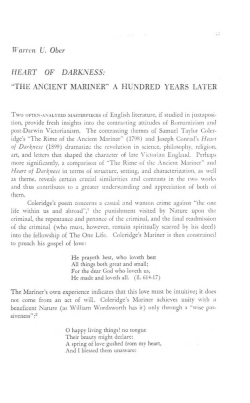 heart of darkness: &middot;&middot;the ancient mariner` a hundred years