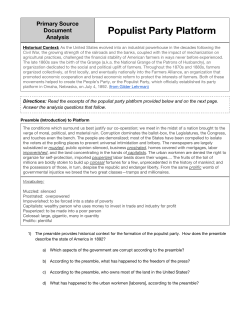 Populist Party Platform - Be Triumphant! Be A Lion!