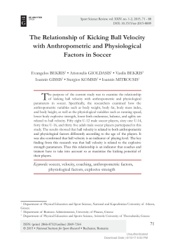 The Relationship of Kicking Ball Velocity with Anthropometric and