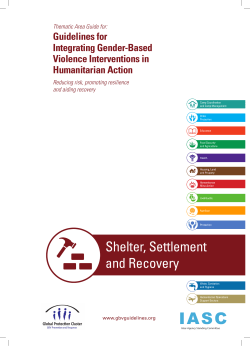 Shelter, Settlement and Recovery