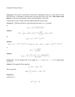 Calculus I Practice Exam 2 Instructions: The exam is closed book