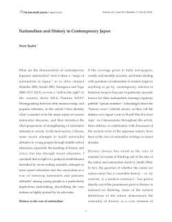 Nationalism and History in Contemporary Japan