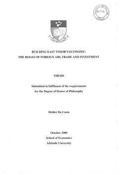 Building East Timor`s economy: the roles of foreign aid, trade and