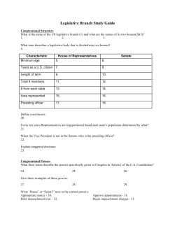 Legislative Branch Study Guide