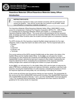 Hazardous Materials Officer/Hazardous Materials Safety Officer