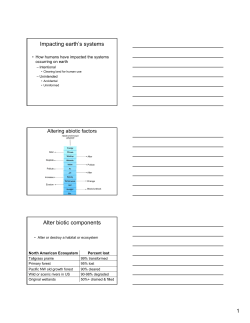 Impacting earth`s systems Alter biotic components
