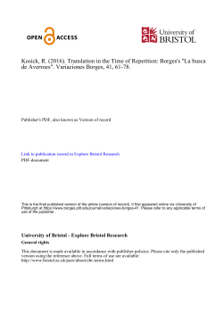 Kosick, R. (2016). Translation in the Time of Repetition: Borges`s "La