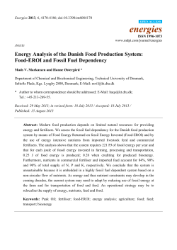 Energy Analysis of the Danish Food Production System: Food