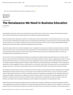 The Renaissance We Need in Business Education - HBR