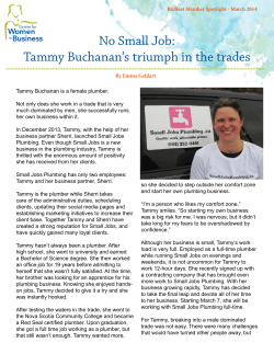 No Small Job: Tammy Buchanan`s triumph in the trades