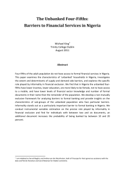The Unbanked Four-Fifths: Barriers to Financial