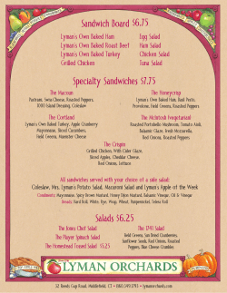 Sandwich Board $6.75 Specialty Sandwiches $7.75 Salads $6.25