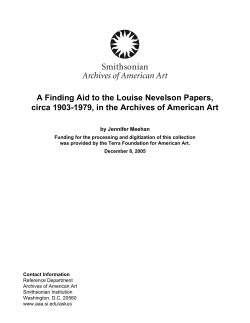 A Finding Aid to the Louise Nevelson Papers, circa 1903