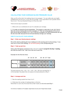 CALCULATING YOUR AVERAGE BLOOD PRESSURE VALUE