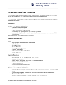 Portuguese Beginner 2/Lower Intermediate