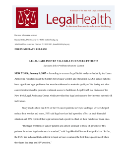 FOR IMMEDIATE RELEASE LEGAL CARE PROVEN