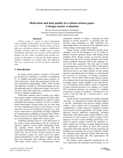 Motivation and Data Quality in a Citizen Science Game: A Design