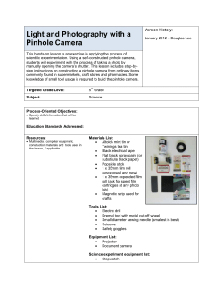 Light and Photography with a Pinhole Camera