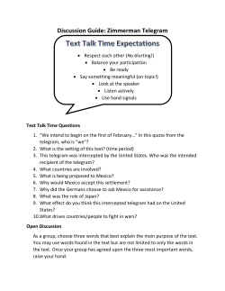 Discussion Guide: Zimmerman Telegram