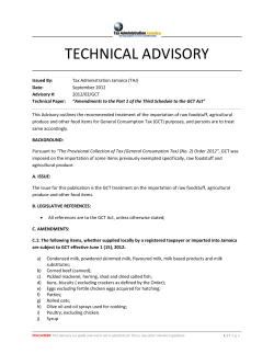 Amendments to Part 1 of the Third Schedule to the GCT Act