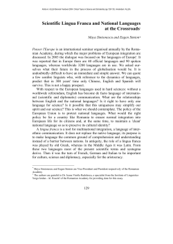 *Scientific Lingua Franca and National Languages at the Crossroads1