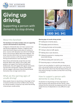 Giving up driving - Alzheimer Society of Ireland
