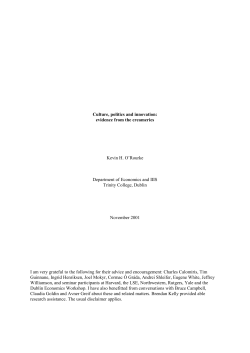 Culture, politics and innovation: evidence from the creameries Kevin