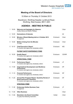 MEETING IN PUBLIC - Western Sussex Hospitals