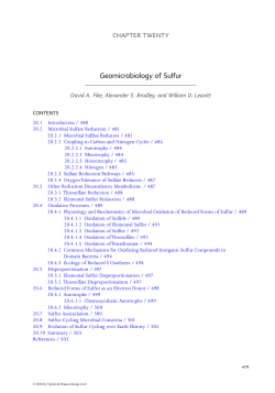 geomicrobiology of sulfur - Stable Isotope Biogeochemistry