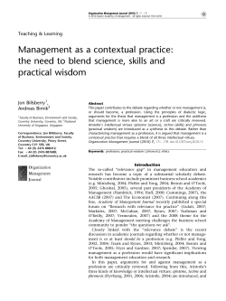 Management as a contextual practice: the need to blend science