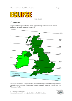 11 August 1999 Did you see the eclipse? The map shows