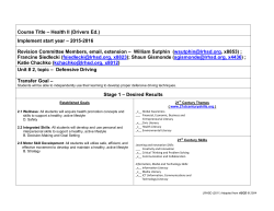 Course Title &ndash; Health II (Drivers Ed.) Implement start year &ndash; 2015