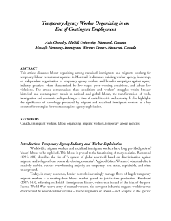 Temporary Agency Worker Organizing in an Era of Contingent