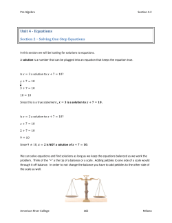 Unit 4 - Equations - American River College!