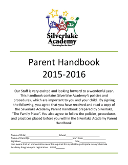 Parent Handbook - Silverlake "The Family Place"