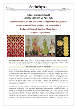 Arts of the Islamic World Sotheby`s London, 26 April 2017