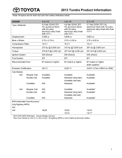 2013 Tundra Product Information