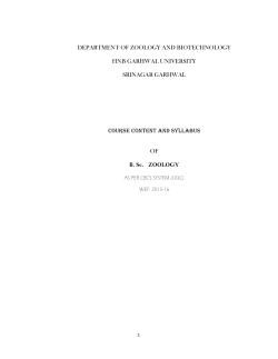 DEPARTMENT OF ZOOLOGY AND BIOTECHNOLOGY HNB