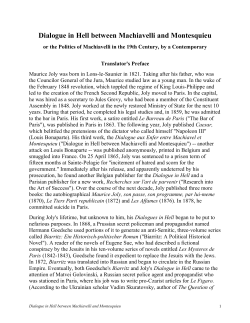 Dialogue in Hell between Machiavelli and Montesquieu