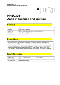 HPSC3051 Zoos in Science and Culture