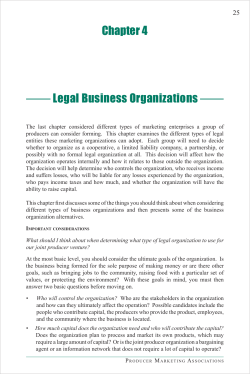 Legal Business Organizations - The National Agricultural Law Center