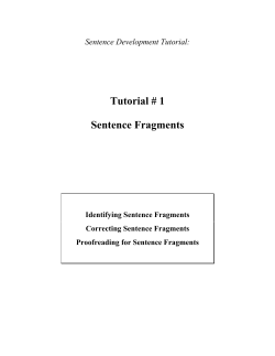 Tutorial # 1 Sentence Fragments