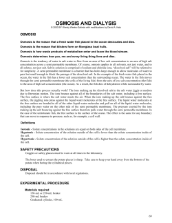 Osmosis and Dialysis