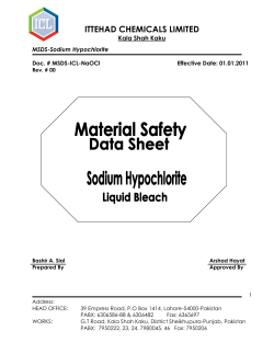 to Material Handling Data Sheet of Sodium Hypochlorite.