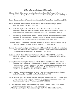 Robert Hayden: Selected Bibliography