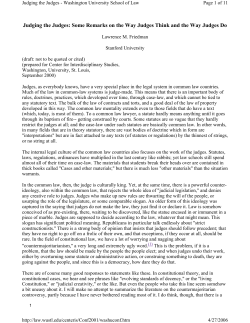 Some Remarks on the Way Judges Think and the Way Judges Do