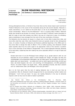 Cascardi, Anthony J.: Slow Reading: Nietzsche. - e