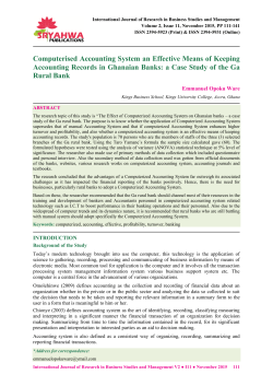 Computerised Accounting System an Effective Means of Keeping