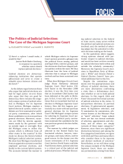The Politics of Judicial Selection: The Case of the Michigan