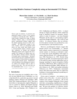 Assessing Relative Sentence Complexity using an Incremental CCG